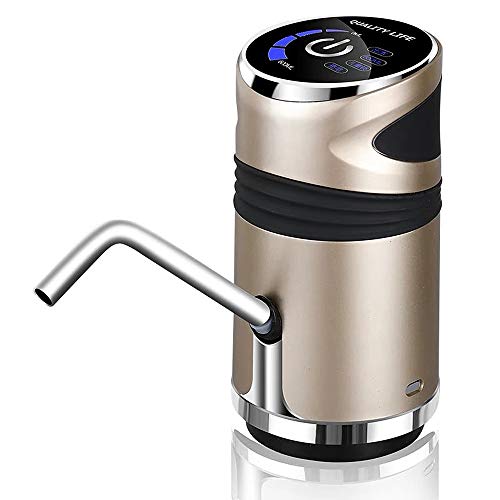Wasserflaschenpumpe Wasserflaschenspender Pumpensystem USB -Ladung Automatische Elektrische Trinkpumpe Tragbarer Elektrischer Wasserspender Tragbar für Camping und Heimbüro (Gold) von HEEPDD