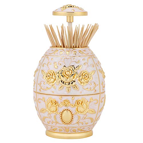 Zahnstocher spender, Push-Stil Retro Automatische Zahnstocherbehälter Blumenmuster Zinklegierung Zahnstocherkasten Kann Box Container für Home Restaurant Café Bar Usage[Gold]Kosmetiktücherboxen von HEEPDD