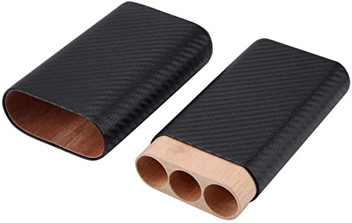 Zigarrenetui, 3 Röhren, Mini-Luftbefeuchter aus Holz, tragbar, Zigarrenbox aus Zedernholz und Zigarrenetui aus echtem Leder von HEEPDD