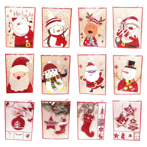 12 Stück Urlaubsmusik-Grußkarten, benutzerfreundliche Materialien und hell gedruckte Kunstwerke für saisonale Wünsche, Weihnachten, musikalische Grußkarten von HEEZOU