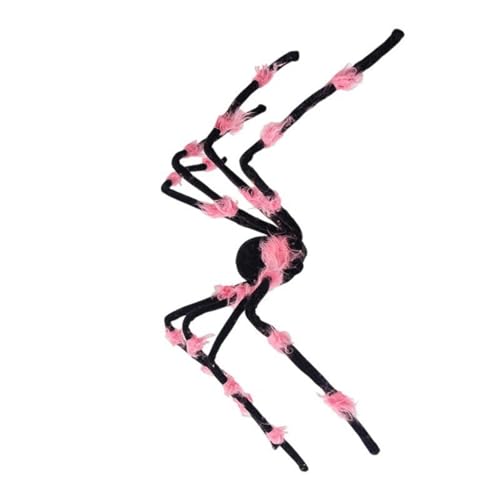 130 cm beleuchtete Plüsch-Arachniden-Halloween-Dekoration mit Timer und LED-Licht für Garten, Hof, Innen- und Außenbereich, weicher Plüsch-Arachniden-LED-Licht-Dekoration von HEEZOU