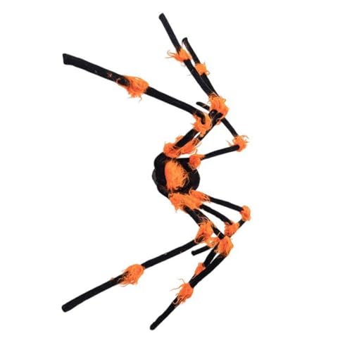 130 cm beleuchtete Plüsch-Arachniden-Halloween-Dekoration mit Timer und LED-Licht für Garten, Hof, Innen- und Außenbereich, weicher Plüsch-Arachniden-LED-Licht-Dekoration von HEEZOU