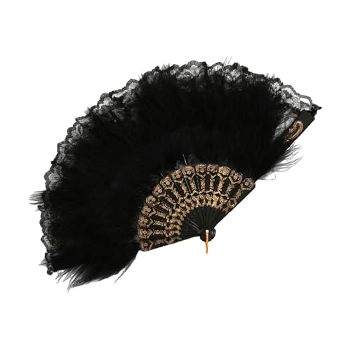HEEZOU Eleganter Spitzen-Fächer mit Federn, kühlende Spitzenfächer für Braut, Hochzeit, Fotografie, Zubehör und kühlende Dekoration, Brautparty-Zubehör HEEZOU Eleganter Spitzen-Fächer mit Federn, kühlende Spitzenfächer für Braut, Hochzeit, Fotografie, Zubehör und kühlende Dekoration, Brautparty-Zubehör von HEEZOU