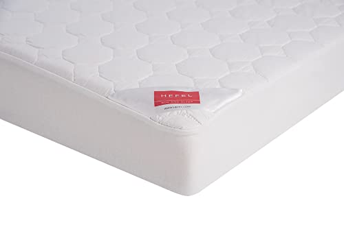 HEFEL Pure Cotton Spannunterbett Matratzenauflage 100% Baumwolle Wabensteppung 450 g/m² weiß 90 x 200 cm von HEFEL