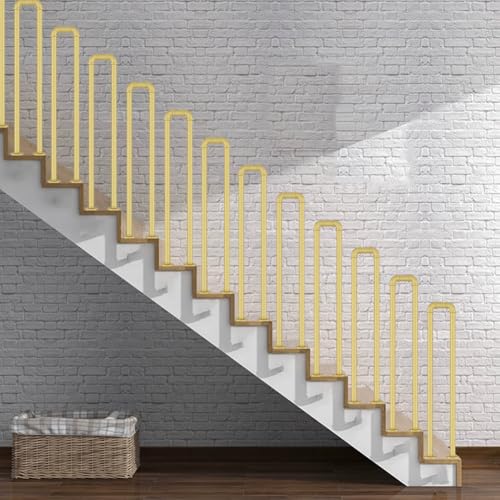 HEFJIAYCIQ Außenhandläufe Für Außentreppen, 35–100 Cm U-Förmiges Treppengeländer Aus Schmiedeeisenrohr, Rutschfeste Stützgeländer Für Villen, Lofts Und Innenbereiche Von Hotels,Gold,85cm/2.7ft von HEFJIAYCIQ