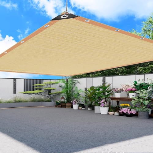 HEFJIAYCIQ Beige Garten-Schatten-Tuch, 80% Schattierung Pergola Mesh Tarp Mit Ösen Und Seil, Für Balkone Carports Terrassen Gewächshäuser,Beige,9x9m von HEFJIAYCIQ