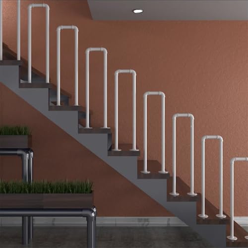 HEFJIAYCIQ Innenhandlauf Für Treppen in U-Form, 35–100 Cm Hohe Rutschfeste Treppengeländerstäbe, Haltegriff Für Außentreppen Für Gartenvillen,Weiß,75cm/2.4ft von HEFJIAYCIQ