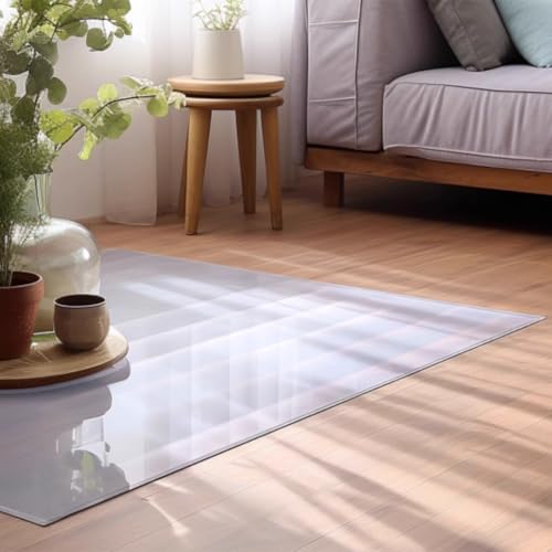 HEFJIAYCIQ Klare Kunststoff-Bodenmatte, 1.3mm Vinyl-Teppich Für Esstisch, PVC-Flächenvorleger Für Haus Wäscherei Büro Küche,Clear,90x200cm(35x79inch) von HEFJIAYCIQ