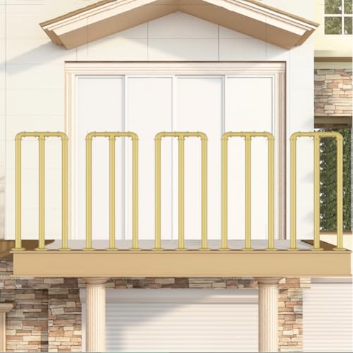 HEFJIAYCIQ Loft-Eisenrohrgeländer-Set, Indoor- Schmiedeeiserne Geländer-Geländerstäbe, Für Balkone, Terrassen, Veranden Und Außendekoration,Gold,90cm/2.9ft HEFJIAYCIQ Loft-Eisenrohrgeländer-Set, Indoor- Schmiedeeiserne Geländer-Geländerstäbe, Für Balkone, Terrassen, Veranden Und Außendekoration,Gold,90cm/2.9ft von HEFJIAYCIQ