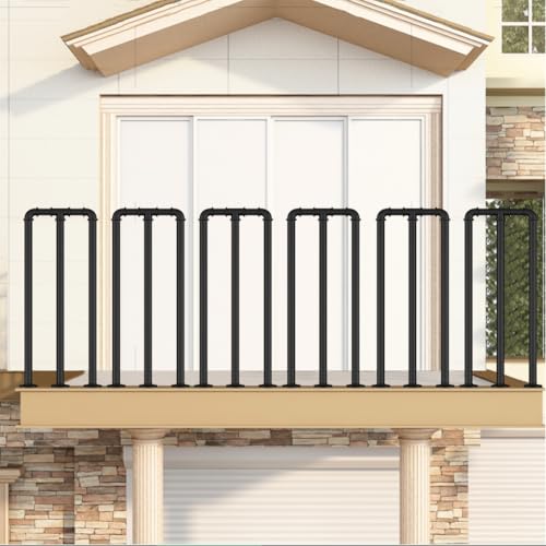 HEFJIAYCIQ Loft-Eisenrohrgeländer-Set, Indoor- Schmiedeeiserne Geländer-Geländerstäbe, Für Balkone, Terrassen, Veranden Und Außendekoration,Schwarz,75cm/2.4ft von HEFJIAYCIQ