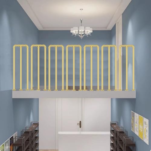 HEFJIAYCIQ Loft-Geländer Aus Eisenrohr Mit Balustern, System Aus Schmiedeeisernen Geländerpfosten Für Den Innenbereich, Für Balkone, Terrassen, Veranden Und Außenbereiche,Gold,50cm/1.6ft von HEFJIAYCIQ