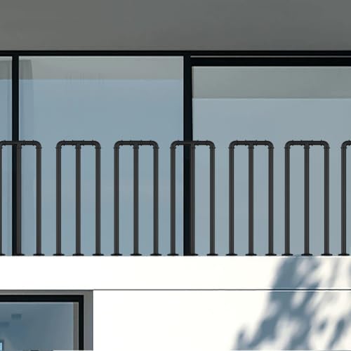 HEFJIAYCIQ Loft-Geländerpfosten Aus Eisenrohr, Geländerpfosten Aus Schmiedeeisen Für Den Innenbereich, Für Terrassen, Veranden Und Balkone Im Außenbereich,Schwarz,90cm/2.9ft von HEFJIAYCIQ