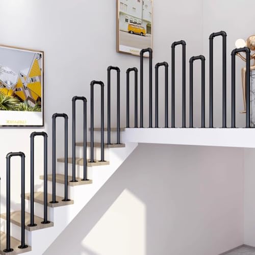 HEFJIAYCIQ Metall-U-Förmige Rohrbaluster, Dekorative Treppengeländer-Haltegriffe Für Den Innenbereich, Für Haus-/Villa-/Flurtreppen Geländersäulen,Schwarz,70cm/2.2ft von HEFJIAYCIQ