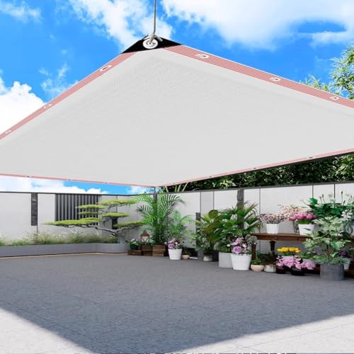 HEFJIAYCIQ Sonnenschutztuch Mit Verstärkten Ösen, Strapazierfähiges Mesh Pergola Patio Lawn Sun Cloth, Sunblock Shade Neting Für Gartenpflanzen Im Freien,Weiß,12x18m von HEFJIAYCIQ