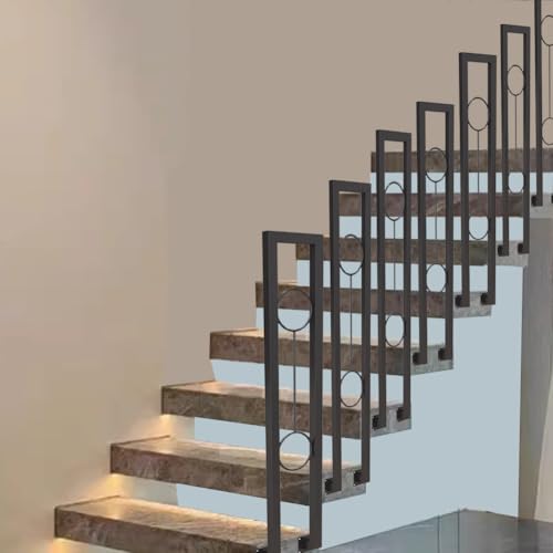HEFJIAYCIQ U-Förmige Handläufe Für Innentreppen, Robustes Schmiedeeisernes Sicherheitsgeländer Für Den Außenbereich, Für Veranden, Lofts, Terrassen, Hotels,Schwarz,65cm/2.1ft von HEFJIAYCIQ
