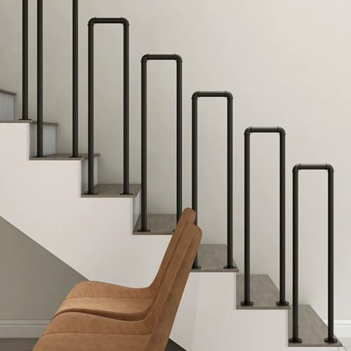 HEFJIAYCIQ U-Förmige Metallhandläufe Für Innentreppen, Geländer Aus Schmiedeeisenrohr Für Den Außenbereich, Für Treppen, Loft, Garten, Flur,Schwarz,95cm/3.1ft von HEFJIAYCIQ