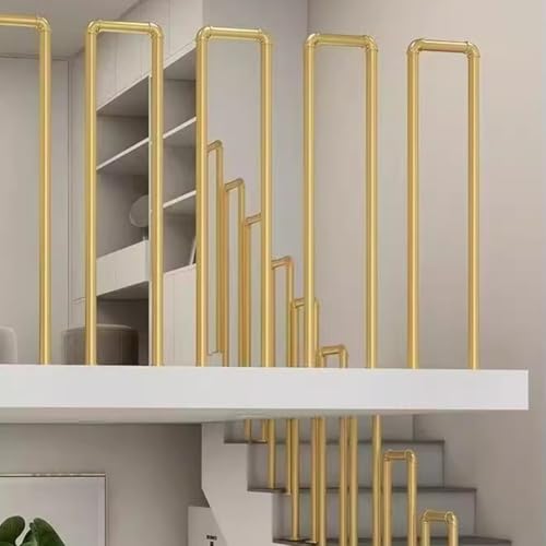 HEFJIAYCIQ U-Förmige Metalltreppenhandläufe, Rutschfeste, Stabile Treppenhandläufe Mit Sicherheitsgriffstange, Schmiedeeiserne Rohrgeländer Für Zuhause, Lofts Und Geländer,Gold,75cm/2.4ft von HEFJIAYCIQ