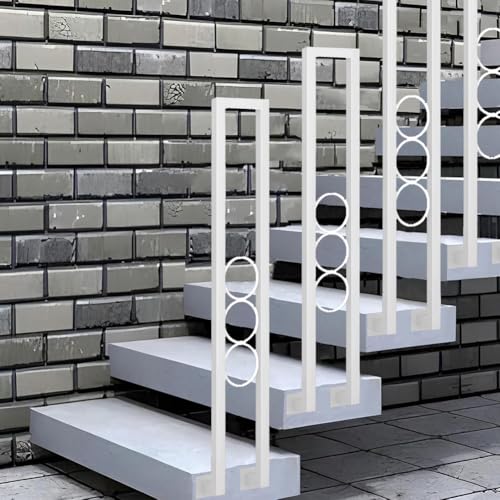 HEFJIAYCIQ U-Förmige Treppengeländer, Bodenmontierte Industrielle Schmiedeeiserne Geländer, Rutschfeste Stützstange Für Veranda, Dachboden, Flur,White 1,65cm/2.1ft von HEFJIAYCIQ