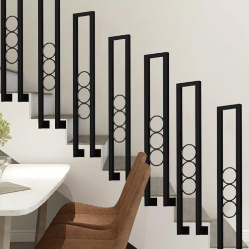 HEFJIAYCIQ U-Förmige Treppengeländer-Handläufe, Sicherheits-Anti-Rutsch-Seiteneinbau-Treppenbaluster, Hohe 35-100 cm Außenbrüstung Für Gartenvilla,Schwarz,65cm/2.1ft von HEFJIAYCIQ