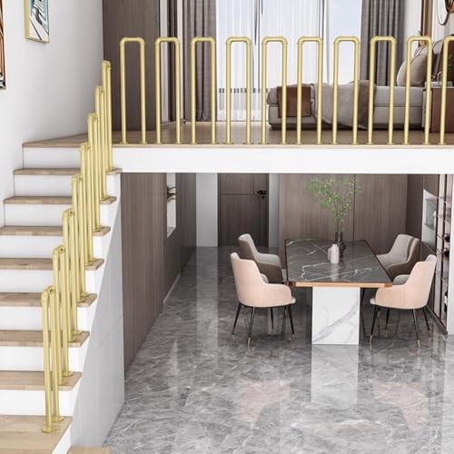 HEFJIAYCIQ U-Förmiger Außenhandlauf, Rutschfeste Treppengeländer Aus Schmiedeeisen Für Den Innenbereich, Für Betonstufen, Verandatreppen,Gold,75cm/2.4ft von HEFJIAYCIQ