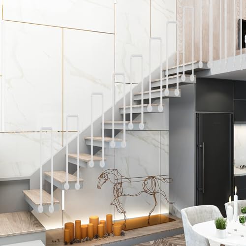 HEFJIAYCIQ U-Förmiger Handlauf Für Seitlich Montierte Treppen, Spindeln Und Baluster Für Den Außen- Und Innenbereich, Für Veranden, Terrassen, Dachböden, Hotels, Stützsäulen,Weiß,95cm/3.1ft von HEFJIAYCIQ