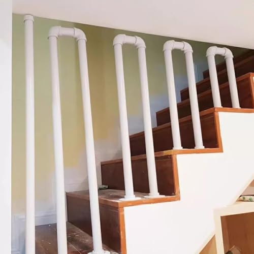 HEFJIAYCIQ U-Förmiger Treppengeländer, Moderne Treppendekoration Schmiedeeisernes Geländer, Sicherheitsgeländer Für Den Innen- Und Außenbereich Aus Rutschfestem Metallrohr,Weiß,90cm/2.9ft von HEFJIAYCIQ