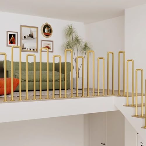 HEFJIAYCIQ U-Förmiges Treppengeländer Aus Schmiedeeisenrohr, 1,1 Ft Bis 3,3 Ft Metall-Haltegriff Mit Rutschfester Oberfläche, Geländer Für Innen- Und Außenbereich, Garage,Gold,45cm/1.4ft von HEFJIAYCIQ