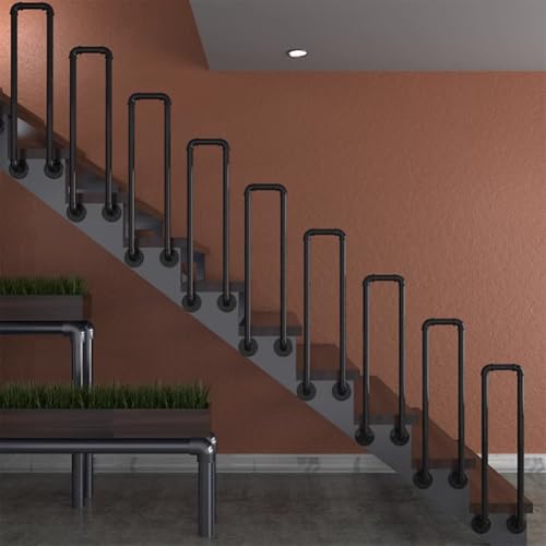 HEFJIAYCIQ U-Förmiges Treppengeländer Aus Schmiedeeisenrohr, 1,1 Ft Bis 3,3 Ft Metall-Haltegriff Mit Rutschfester Oberfläche, Geländer Für Innen- Und Außenbereich, Garage,Schwarz,45cm/1.4ft von HEFJIAYCIQ