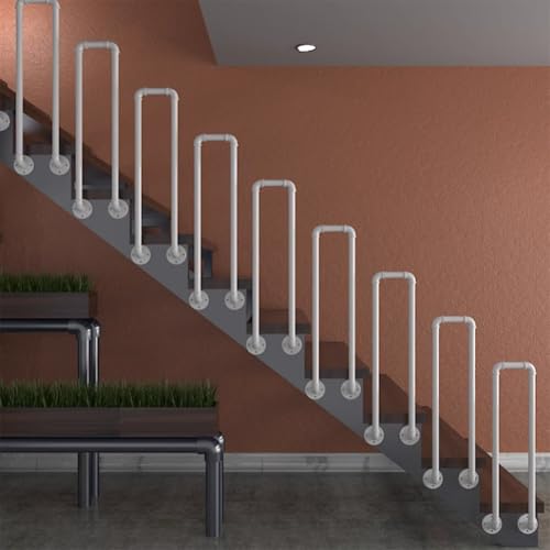 HEFJIAYCIQ U-Förmiges Treppengeländer Aus Schmiedeeisenrohr, 1,1 Ft Bis 3,3 Ft Metall-Haltegriff Mit Rutschfester Oberfläche, Geländer Für Innen- Und Außenbereich, Garage,Weiß,50cm/1.6ft von HEFJIAYCIQ