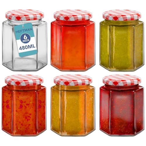 HEFTMAN Kleine Einmachgläser mit Deckel, luftdicht, 480 ml, leer, 6 Stück HEFTMAN Kleine Einmachgläser mit Deckel, luftdicht, 480 ml, leer, 6 Stück von HEFTMAN