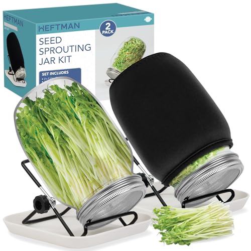 HEFTMAN Saatgut-Keimglas-Set – 2 Pack Microgreens Anzuchtset Mason Sprossing Jar von HEFTMAN