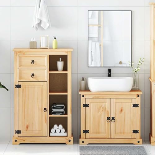 2-teiliges Badmöbel-Set Corona Massivholz Kiefer Mehrzweckschrank Medizinschrank Apothekerschrank Küche Medikamentenschrank für Küche Badezimmer Wohnbereich Toilette 2-teiliges Badmöbel-Set Corona Massivholz Kiefer Mehrzweckschrank Medizinschrank Apothekerschrank Küche Medikamentenschrank für Küche Badezimmer Wohnbereich Toilette von HEFZGDB