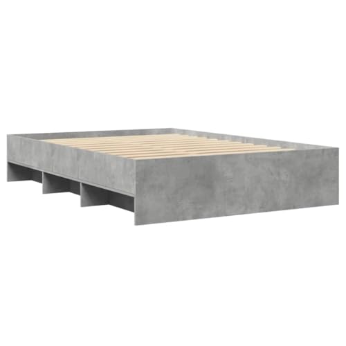 Bettgestell Betongrau 140x200 cm Holzwerkstoff Guest Bed Gästebett Bed Frame Familienbett für Schlafzimmer Gästezimmer Herberge Wohnbereich von HEFZGDB
