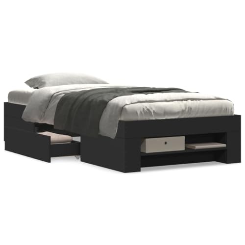 Bettgestell Schwarz 75x190 cm Holzwerkstoff Double Bed Gästebett Familienbett Einzelbetten für Schlafzimmer Wohnbereich Gästezimmer Herberge Bettgestell Schwarz 75x190 cm Holzwerkstoff Double Bed Gästebett Familienbett Einzelbetten für Schlafzimmer Wohnbereich Gästezimmer Herberge von HEFZGDB