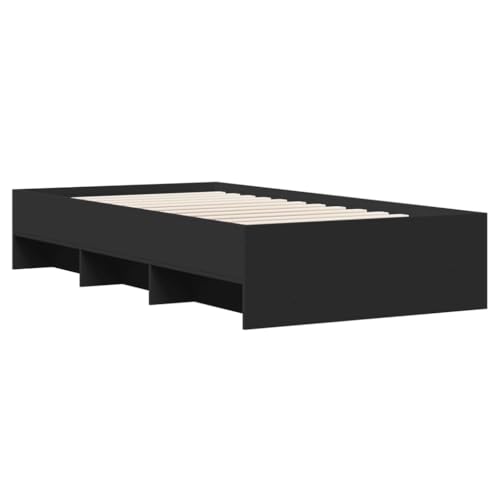 Bettgestell Schwarz 75x190 cm Holzwerkstoff Guest Bed Gästebett Bed Frame Familienbett für Schlafzimmer Gästezimmer Herberge Wohnbereich von HEFZGDB