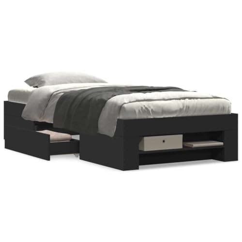 Bettgestell Schwarz 90x200 cm Holzwerkstoff Double Bed Gästebett Familienbett Einzelbetten für Schlafzimmer Wohnbereich Gästezimmer Herberge Bettgestell Schwarz 90x200 cm Holzwerkstoff Double Bed Gästebett Familienbett Einzelbetten für Schlafzimmer Wohnbereich Gästezimmer Herberge von HEFZGDB