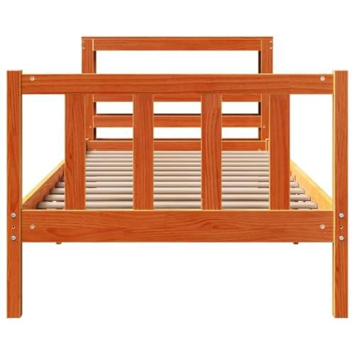 Bettgestell mit Kopfteil ohne Matratze Wachsbraun 100x200 cm Einzelbett Bettgestell Doppelbett Bettrahmen für Gästezimmer Herberge Schlafzimmer Wohnbereich von HEFZGDB