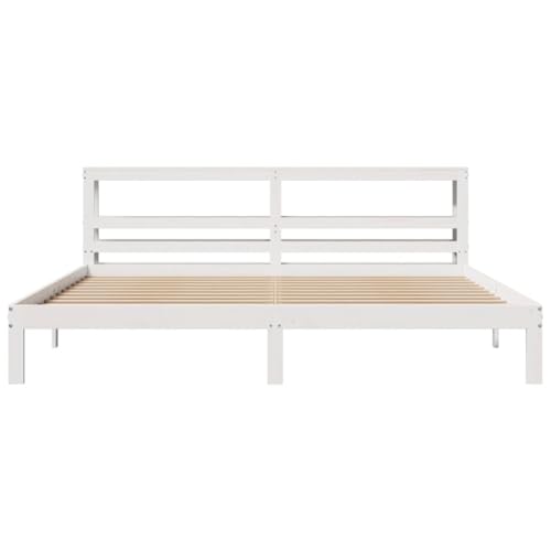 Bettgestell mit Kopfteil ohne Matratze Weiß 200x200 cm Einzelbett Bed Frame Einzelbetten Bettrahmen für Wohnbereich Herberge Schlafzimmer Gästezimmer Bettgestell mit Kopfteil ohne Matratze Weiß 200x200 cm Einzelbett Bed Frame Einzelbetten Bettrahmen für Wohnbereich Herberge Schlafzimmer Gästezimmer von HEFZGDB