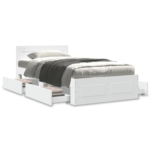 Bettgestell mit Kopfteil ohne Matratze Weiß 90x200 cm Einzelbett Bettgestell Doppelbett Bettrahmen für Wohnbereich Gästezimmer Schlafzimmer Herberge Bettgestell mit Kopfteil ohne Matratze Weiß 90x200 cm Einzelbett Bettgestell Doppelbett Bettrahmen für Wohnbereich Gästezimmer Schlafzimmer Herberge von HEFZGDB