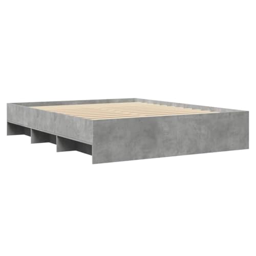 Bettgestell ohne Matratze Betongrau 160x200 cm Holzwerkstoff Guest Bed Gästebett Bed Frame Familienbett für Schlafzimmer Gästezimmer Herberge Wohnbereich von HEFZGDB