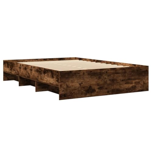 Bettgestell ohne Matratze Räuchereiche 140x190 cm Holzwerkstoff Guest Bed Gästebett Bed Frame Familienbett für Schlafzimmer Gästezimmer Herberge Wohnbereich Bettgestell ohne Matratze Räuchereiche 140x190 cm Holzwerkstoff Guest Bed Gästebett Bed Frame Familienbett für Schlafzimmer Gästezimmer Herberge Wohnbereich von HEFZGDB