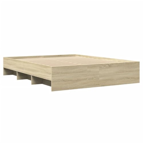 Bettgestell ohne Matratze Sonoma-Eiche 160x200 cm Holzwerkstoff Guest Bed Gästebett Bed Frame Familienbett für Schlafzimmer Gästezimmer Herberge Wohnbereich von HEFZGDB