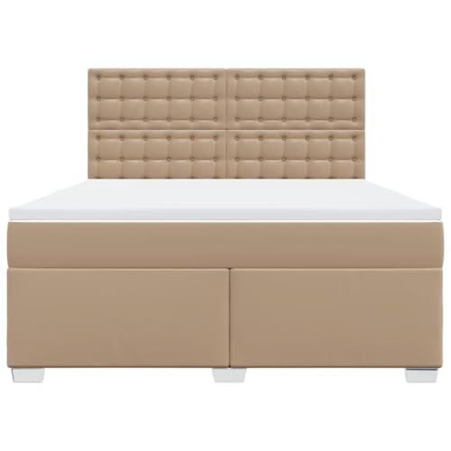 Boxspringbett Matratze Cappuccino-Braun 180x200 cm Kunstleder Guest Bed Gästebett Bed Frame Familienbett für Wohnbereich Gästezimmer Herberge Schlafzimmer von HEFZGDB