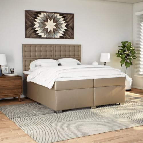 Boxspringbett Matratze Cappuccino-Braun 200x200cm Kunstleder Single Bed Bed Frame Einzelbetten Doppelbett für Gästezimmer Herberge Schlafzimmer Wohnbereich von HEFZGDB