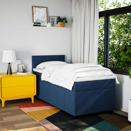 Boxspringbett mit Matratze Blau 100x200 cm Stoff Ehebett Gästebett Einzelbetten Bettrahmen für Herberge Schlafzimmer Gästezimmer Wohnbereich Boxspringbett mit Matratze Blau 100x200 cm Stoff Ehebett Gästebett Einzelbetten Bettrahmen für Herberge Schlafzimmer Gästezimmer Wohnbereich von HEFZGDB