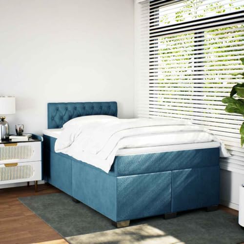 Boxspringbett mit Matratze Blau 120x190 cm Samt Ehebett Bed Frame Familienbett Doppelbett für Gästezimmer Wohnbereich Herberge Schlafzimmer Boxspringbett mit Matratze Blau 120x190 cm Samt Ehebett Bed Frame Familienbett Doppelbett für Gästezimmer Wohnbereich Herberge Schlafzimmer von HEFZGDB