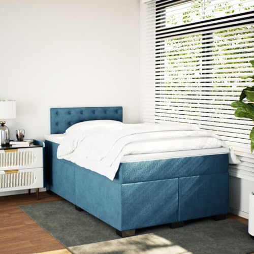 Boxspringbett mit Matratze Blau 120x190 cm Samt Ehebett Bed Frame Familienbett Doppelbett für Gästezimmer Wohnbereich Herberge Schlafzimmer Boxspringbett mit Matratze Blau 120x190 cm Samt Ehebett Bed Frame Familienbett Doppelbett für Gästezimmer Wohnbereich Herberge Schlafzimmer von HEFZGDB