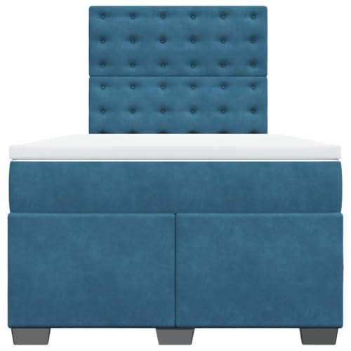 Boxspringbett mit Matratze Blau 120x190 cm Samt Jugendbett Gästebett Einzelbetten Doppelbett für Schlafzimmer Gästezimmer Herberge Wohnbereich Boxspringbett mit Matratze Blau 120x190 cm Samt Jugendbett Gästebett Einzelbetten Doppelbett für Schlafzimmer Gästezimmer Herberge Wohnbereich von HEFZGDB