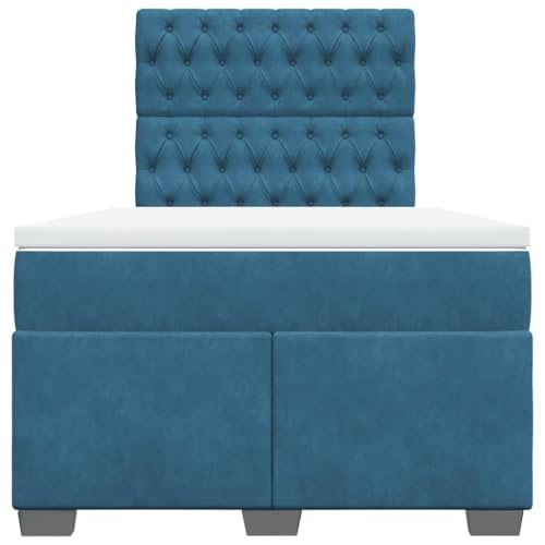 Boxspringbett mit Matratze Blau 120x190 cm Samt Jugendbett Gästebett Einzelbetten Doppelbett für Schlafzimmer Gästezimmer Herberge Wohnbereich Boxspringbett mit Matratze Blau 120x190 cm Samt Jugendbett Gästebett Einzelbetten Doppelbett für Schlafzimmer Gästezimmer Herberge Wohnbereich von HEFZGDB