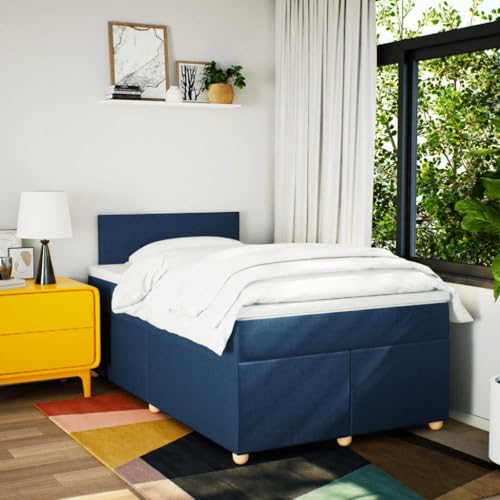 Boxspringbett mit Matratze Blau 120x190 cm Stoff Ehebett Gästebett Bed Frame Single Bed für Wohnbereich Herberge Gästezimmer Schlafzimmer Boxspringbett mit Matratze Blau 120x190 cm Stoff Ehebett Gästebett Bed Frame Single Bed für Wohnbereich Herberge Gästezimmer Schlafzimmer von HEFZGDB